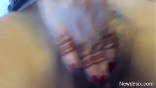 desi newly married nri wife rubbing her pussy hard