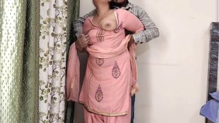 Milking big boobs of sexy Indian housewife